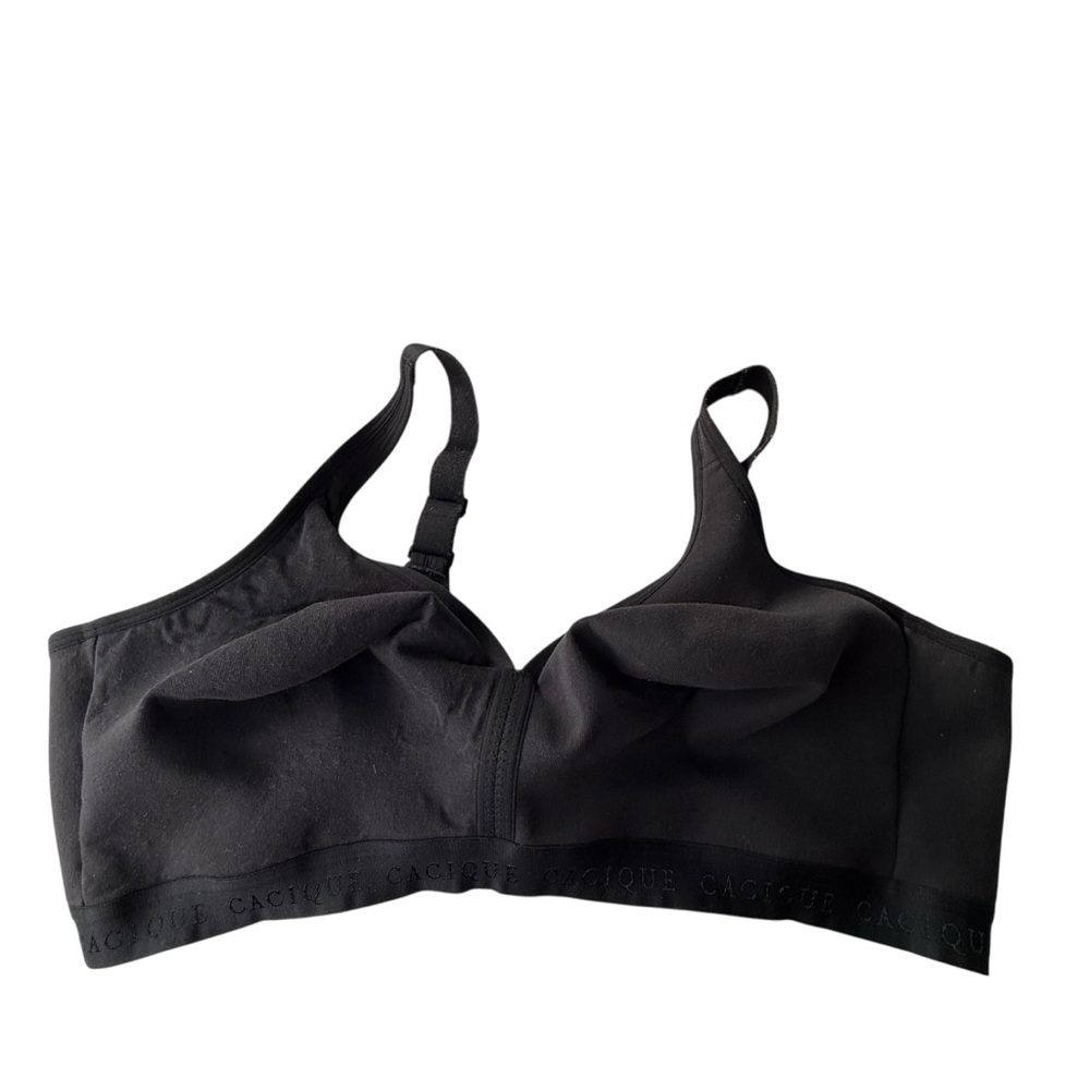 Cacique 48DD Bra Unlined Full Coverage No Wire Solid‎ Black Plus Size